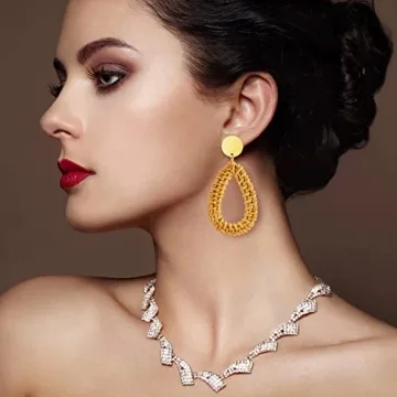 Ponpon Rattan Earrings for Women - Lightweight Summer Style