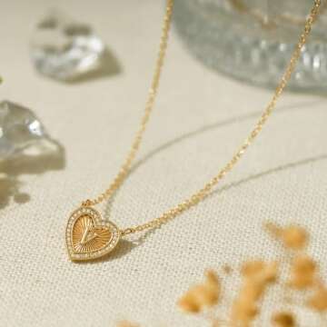 BENEIGE Gold Initial Necklaces for Women 14K Gold Plated 26 Letters Heart CZ Pendent Necklace Dainty...