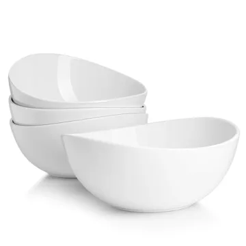 Sweese 8 Inch Porcelain 42 oz Serving Bowls Set of 4, for Salad | Soup | Snacks | Pasta - Microwave,...