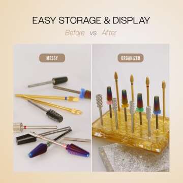 PANA Nail Drill Bit Holder Clear Acrylic Stand Display Organizer Tools for Manicure Artificial Nails Home Use or Nail Salon - 12 Holes, Rectangle (Clear)