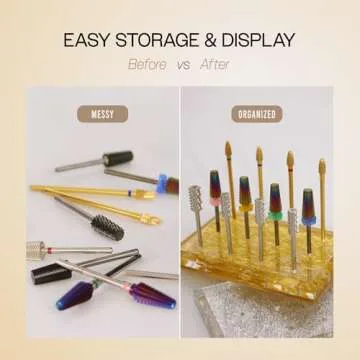 PANA Nail Drill Bit Holder Clear Acrylic Stand Display Organizer Tools for Manicure Artificial Nails Home Use or Nail Salon - 12 Holes, Rectangle (Clear)