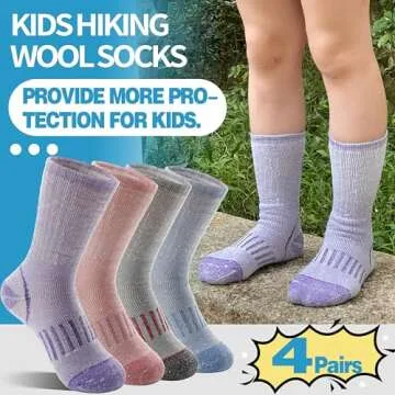 Anlisim Kids Merino Wool Hiking Socks Boys Girls Thermal Winter Warm Boot Thick Snowboarding Socks 4...