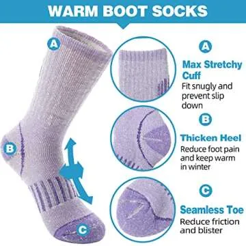 Anlisim Kids Thermal Wool Hiking Socks 4 Pairs