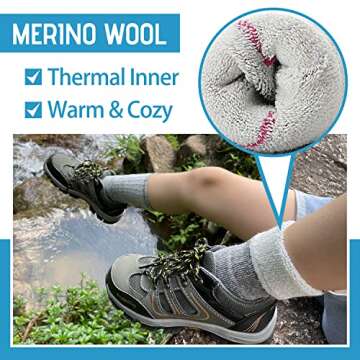 Anlisim Kids Thermal Wool Hiking Socks 4 Pairs