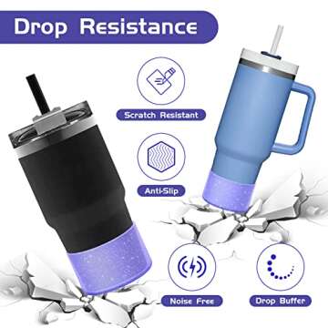 WUQID 2 Pack Bling Silicone Boot Compatible with Stanley Quencher Adventure 40oz & Stanley IceFlow 2...