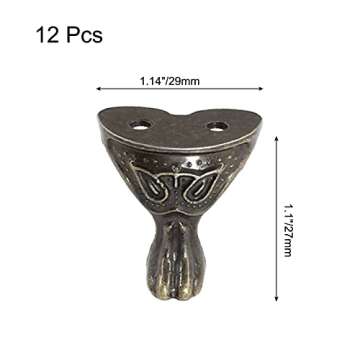 Litoexpe 12pcs Jewelry Box Feet, Antique Brass Wood Furniture Decorative Feet Leg, Chest Storage Box...