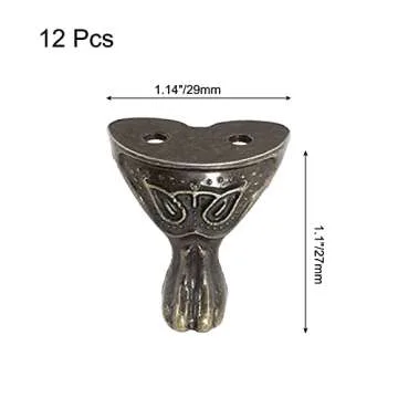 Litoexpe 12pcs Jewelry Box Feet, Antique Brass Wood Furniture Decorative Feet Leg, Chest Storage Box...
