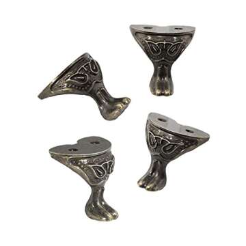 Litoexpe 12pcs Jewelry Box Feet, Antique Brass Wood Furniture Decorative Feet Leg, Chest Storage Box Feet Leg Corner Protector Hardware