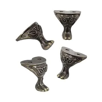 Litoexpe 12pcs Jewelry Box Feet, Antique Brass Wood Furniture Decorative Feet Leg, Chest Storage Box Feet Leg Corner Protector Hardware