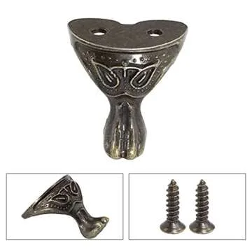 Litoexpe 12pcs Jewelry Box Feet, Antique Brass Wood Furniture Decorative Feet Leg, Chest Storage Box Feet Leg Corner Protector Hardware