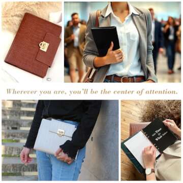 EGOSUNNY Luxury Crocodile Muse Journal - A5 Binder Planner Cover with 80 Sheets, Dividers & Metal Ba...