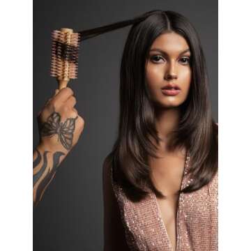 Fromm Mission Sleek Vented Round Boar Brush for Smooth, Lustrous Blowouts Even on Frizz-Prone Hair |...