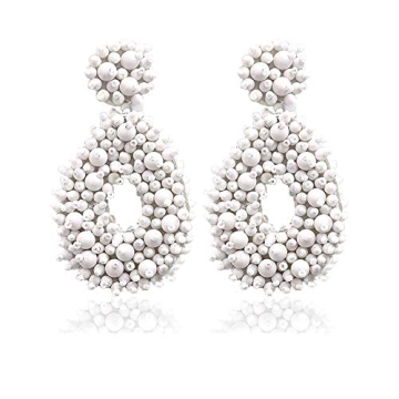 Statement Drop Earrings - Bohemian Beaded Teardrop Dangle Earrings Gift for Women