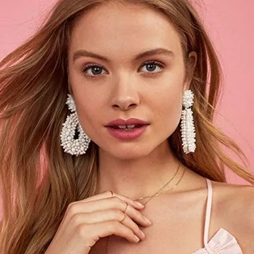 Bohemian Beaded Teardrop Dangle Earrings for Women