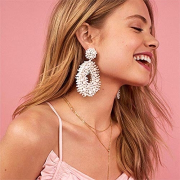 Bohemian Beaded Teardrop Dangle Earrings for Women