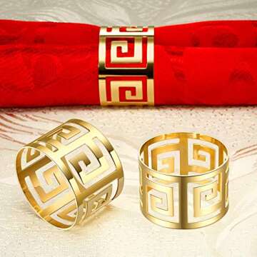SHIONSON Set of 6 Napkin Rings for Dinning Table Setting- Napkin Holder Rings for Holiday Party, Hom...