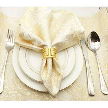 SHIONSON Set of 6 Napkin Rings for Dinning Table Setting- Napkin Holder Rings for Holiday Party, Home Kitchen for Casual or Formal Occasion,Wedding Party Dinner Table Decoration (Gold)…