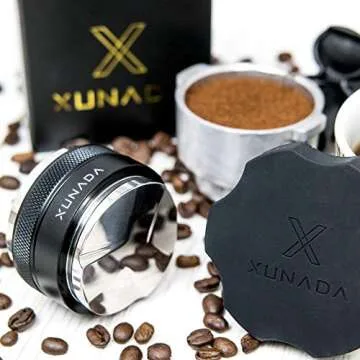 X XUNADA 53.3mm Coffee Distributor & Tamper, Works with all 54mm Portafilters, Espresso Hand Tampers, 2-in-1 Adjustable Espresso Distribution Leveler & Tamping Tool