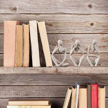 3Pcs Sandstone Thinker Statue Set, Modern Home Decor Abstract Art Sculpture, Small Collectible Figurines for Bookshelf Office Living Room Coffee Table Decor