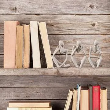 3Pcs Sandstone Thinker Statue Set, Modern Home Decor Abstract Art Sculpture, Small Collectible Figurines for Bookshelf Office Living Room Coffee Table Decor