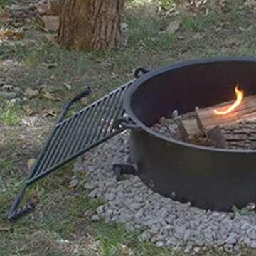 Pilot Rock 24 Inch Heavy Duty Steel Ground Fire Pit Ring Insert Liner and Metal Cooking Grate for Gr...