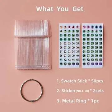50pcs Nail Swatch Sticks with Number Stickers Nail Color Display Stiletto Tips Clear Nail Sample Sti...