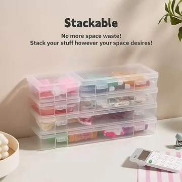 Clear Stackable Storage Boxes for Crafts Toys Organization