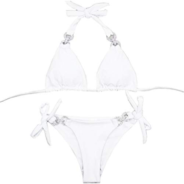 YAUASOPA Women Shiny Diamond Bikini Set Stylish Swimwear