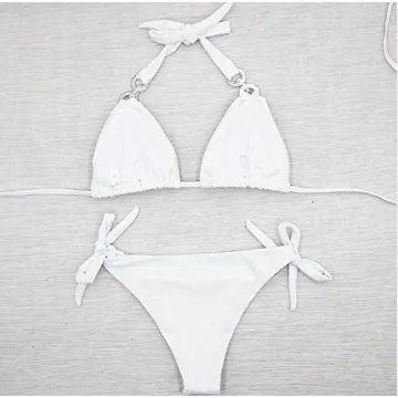 YAUASOPA Women Shiny Diamond Bikini Set Stylish Swimwear