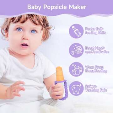 Morlike Baby Tiny Pops, 100% Silicone Popsicle Mold for Infants 4 Months +, Breastmilk Ice Pop Molds...