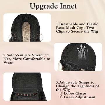 NAYOO Long Black Wig for Women - 26 Inch Long Black Hair Wig, Natural Looking Black Long Wig, Heat Resistant Synthetic Wig, Easy to Put Black Wavy Wig, Long Black Curly Hair Wig for Daily Party Use