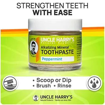 Uncle Harry's Peppermint Remineralizing Toothpaste | Natural Whitening Toothpaste Freshens Breath & Promotes Enamel | Vegan Fluoride Free Toothpaste (2 Pack)