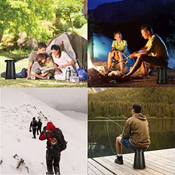KPR Upgraded Collapsible Stool Lightweight Yet More Sturdy with Load Capacity 400lbs Portable Retractable Folding Telescoping Foldable Camping Stool for Adults Outdoor Fishing Travel Hiking BBQ ﻿