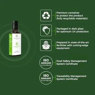 HYPERELEON GREEN | Premium, Organic, Exceptionally Rich in Polyphenols, Greek Extra Virgin Olive Oil Pure & Natural | Bio & Unfiltered | 16 Top Global HEALTH & NUTRITION Awards | 260ml (Pack of 1)