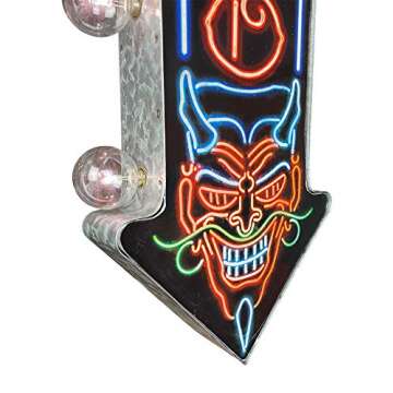 Tattoo LED Sign, Wall Mounted Home Decor for Game Room, Business, Bar, or Man Cave, Battery Operated Large Marquee Style LED Light Bulbs, 26” Double Sided and Arrow Shaped Vintage Design