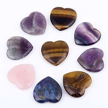 Bingcute Natural Amethyst Pocket Carved Puff Heart Pocket Stone,Healing Palm Crystal Pack of 1(1.6")