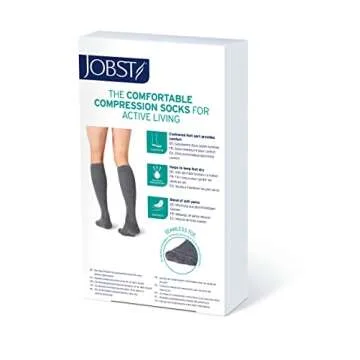 JOBST Activewear 20-30 mmHg Knee High Compression Socks, Medium, Cool Black