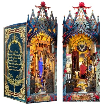 Doviden DIY Miniature Book Nook Kit - Wooden Dollhouse 3D Model Puzzles Toys with Light for Teen Adu...