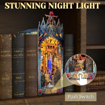 Doviden DIY Miniature Book Nook Kit with Light for Adults
