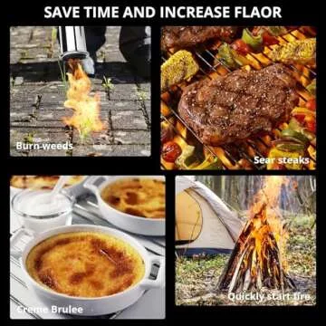 Sondiko Powerful Grill & Cooking Propane Torch L8010, Sous Vide, Campfire Starter, Adjustable Wood Torch Burner for Searing Steak, BBQ, Welding(Black, Grey) Propane Tank Not Included