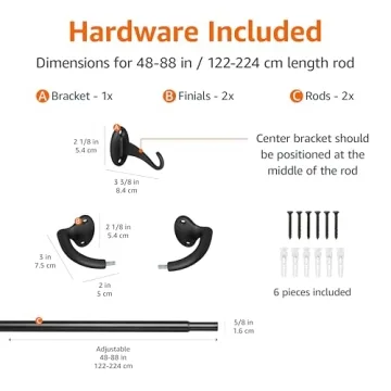 Adjustable Blackout Curtain Rod - Easy to Install, 48-88"