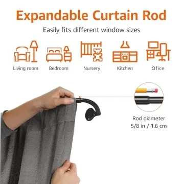 Adjustable Blackout Curtain Rod - Easy to Install, 48-88"