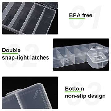 BAGTeck clear visible plastic storage box cosmetic tools storage box makeup tools fishing tackle accessory box organizer jewelry screws hardware accessories organizer box (2Pack)