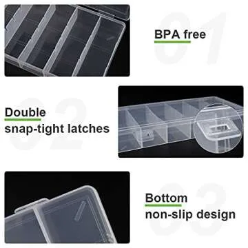 BAGTeck clear visible plastic storage box cosmetic tools storage box makeup tools fishing tackle accessory box organizer jewelry screws hardware accessories organizer box (2Pack)