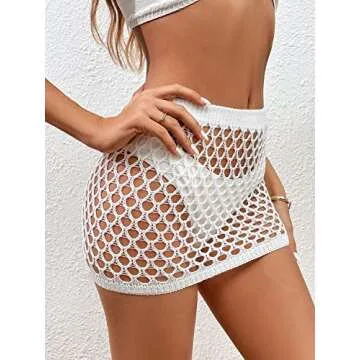 GORGLITTER Women's High Waisted Crochet Cover Up Skirt