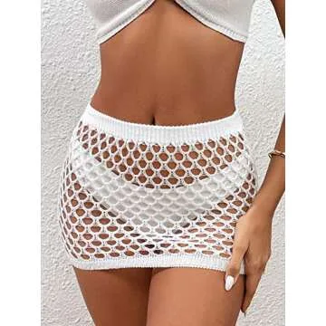 GORGLITTER Women's High Waisted Crochet Cover Up Skirt