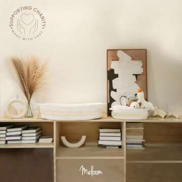 Baby Changing Basket with Pads and Safety Belt- 100% Cotton Boho Baby Moses Basket Changing Table an...