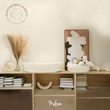 Baby Changing Basket with Pads and Safety Belt- 100% Cotton Boho Baby Moses Basket Changing Table an...