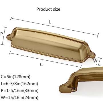 CABDM 6 Pack 5 inch (128mm) Champagne Bronze Cabinet Cup Pulls Drawer Pulls Kitchen Hardware Cabinet...