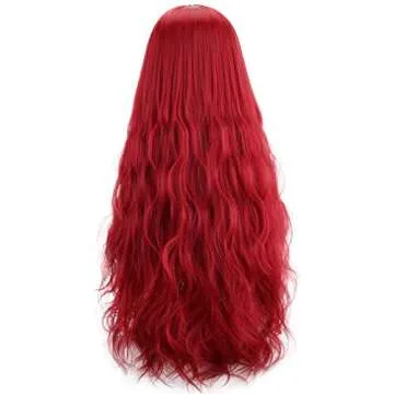 STYLER Long Red Synthetic Wig with Bangs - Natural Long Wavy Cosplay Wigs for Women Halloween Christmas 30" (Red)